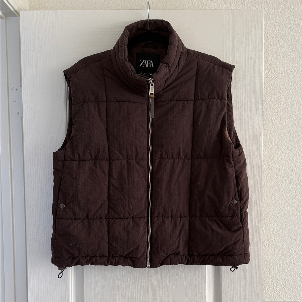 Zara Chocolate Brown Puffer Vest